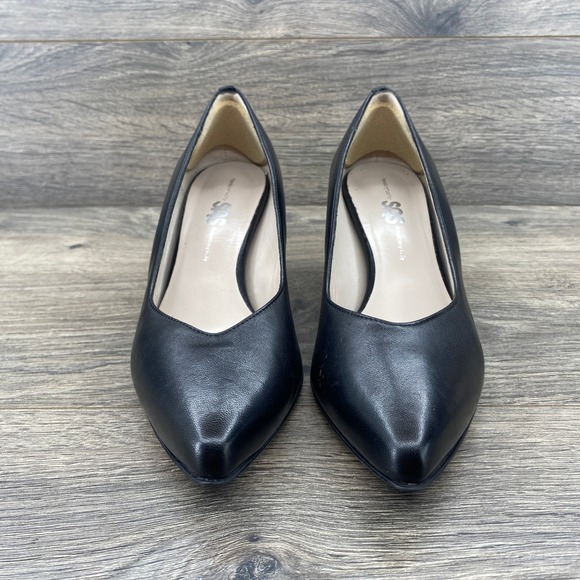 SAS Vero Cuoio Black Leather Pointed Toe Kitten Heel Pumps Made in Italy 8.5 M - Picture 7 of 14